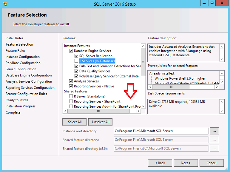 features sql server 2016 versus sql server 2016 express