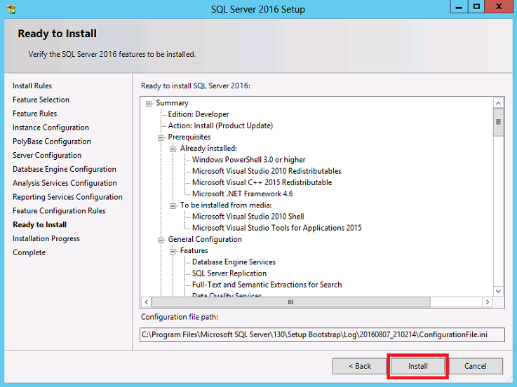 install sql server 2016 express