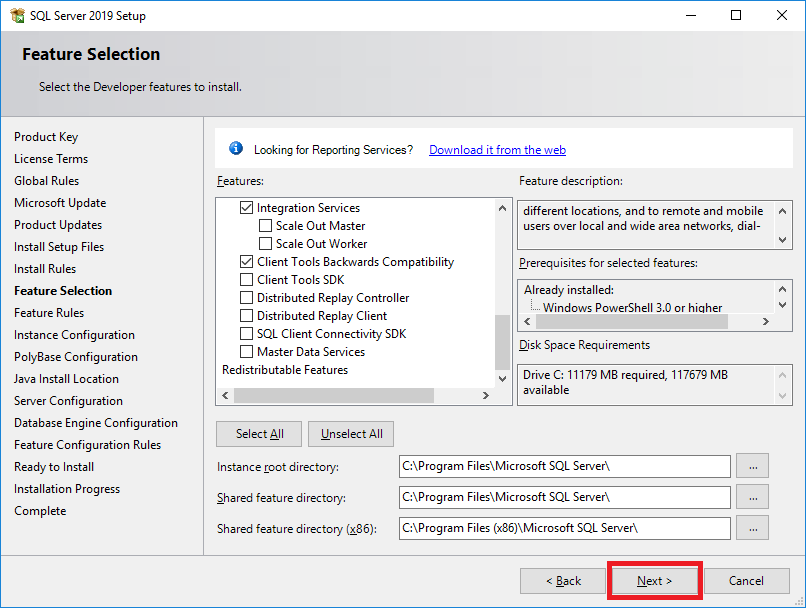 features sql server 2016 versus sql server 2016 express