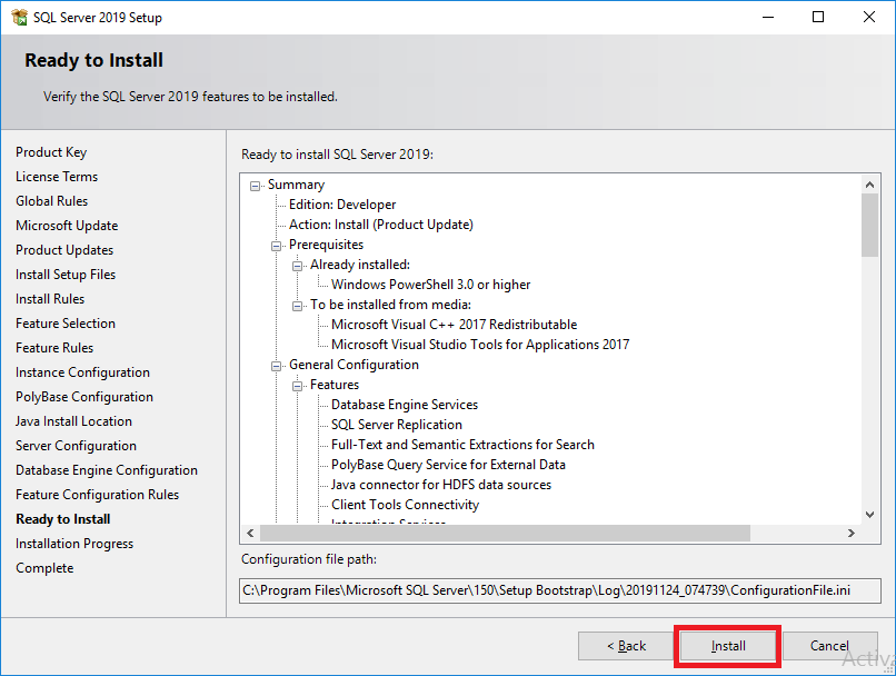 instalar sql server 2019